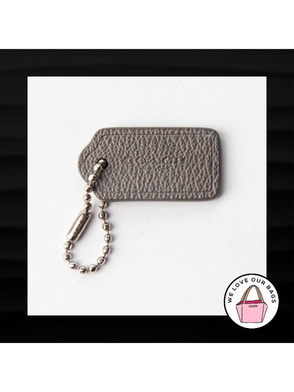 1.5" Small COACH NEW YORK GRAY LEATHER KEY FOB CHARM KEYCHAIN HANG TAG WRISTLET